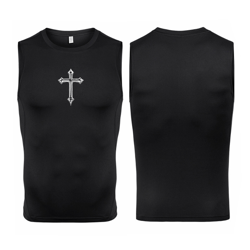 Crossfit Vest - Baju kompresi tanpa lengan Motif silang